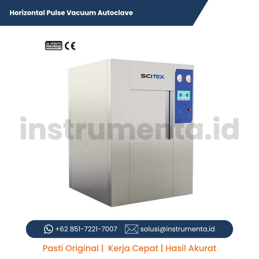 Official Supplier Horizontal Pulse Vacuum Autoclave Scitek ST-HPL Series Sterilisator Horizontal Pintu Geser Otomatis Pass-Through